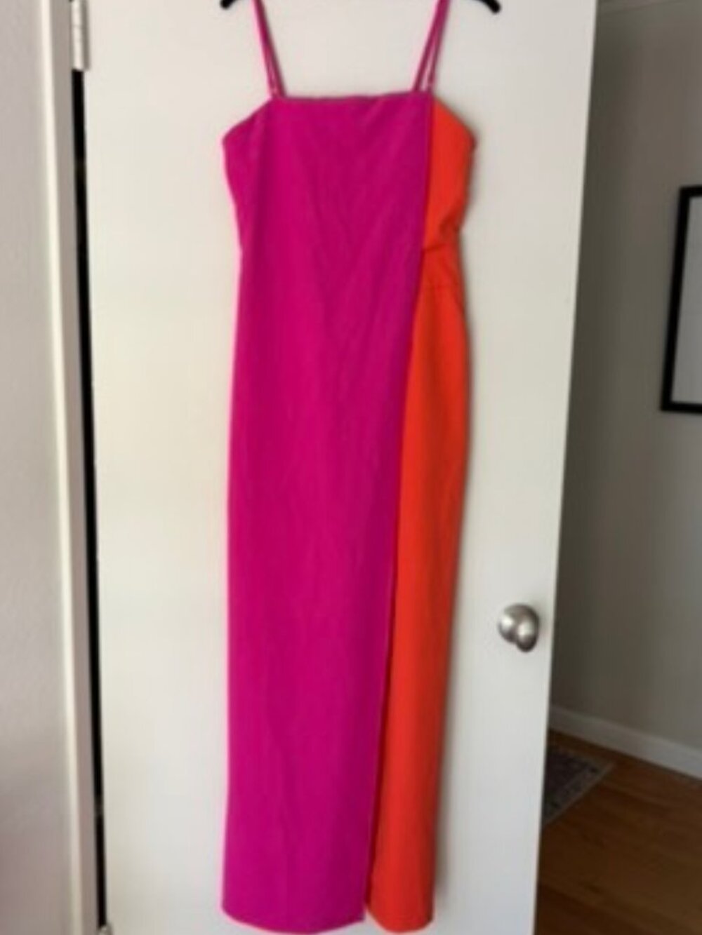Strut & Bolt orange/hot pink colorblock jumpsuit with skirt SMALL